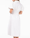 Austin Short Sleeve Button Down Midaxi Dress in White Denim