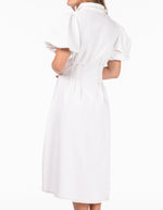 Austin Short Sleeve Button Down Midaxi Dress in White Denim