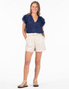 Chicago Tailored Shorts with Belt in Beige