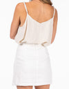 Madrid V Neck Adjustable Strap Top in Beige Linen