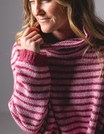 Monika Oversize Knit Jumper in Pink Stripe