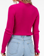 Jesse Fitted Rib Knit Jumper in Fuchsia