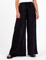 Tilly Elastic Waist Palazzo Pants in Black