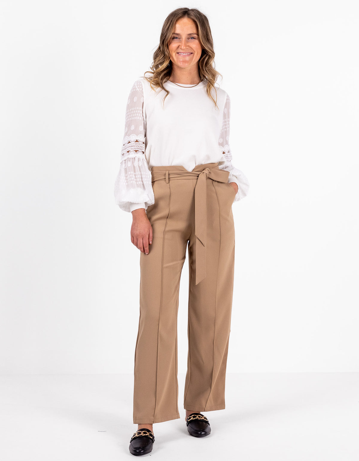 Prudence Front Seam Pants in Beige