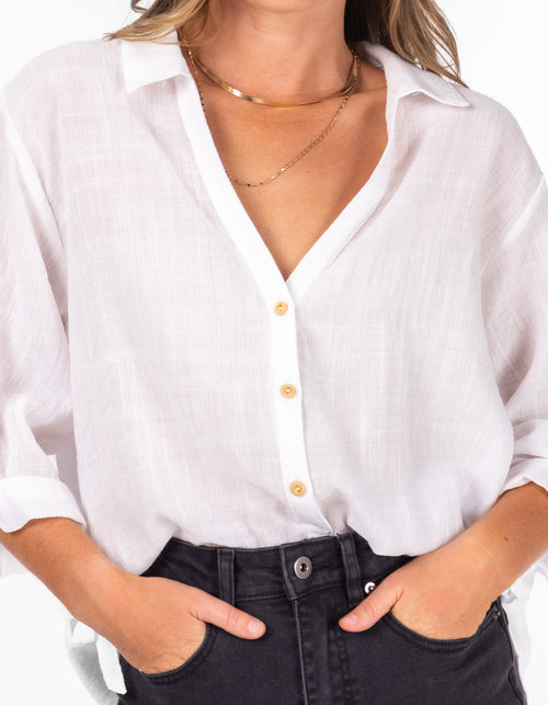 Hawthorn Oversize Button Down Shirt in White