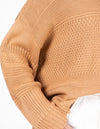 Alisha Crew Neck Texture Knit Jumper in Camel