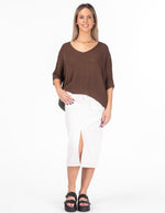 Birch Relaxed Fit V Neck Knit Jumper in Brown
