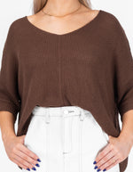 Birch Relaxed Fit V Neck Knit Jumper in Brown