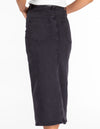 Lark Stretch Denim Fitted Skirt in Black