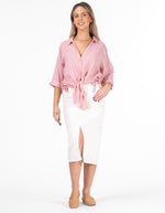 Flinders Oversize Button Down Shirt in Pink Stripe