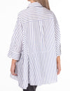 Koto Oversize Half Sleeve Stripe Shirt in Blue/White