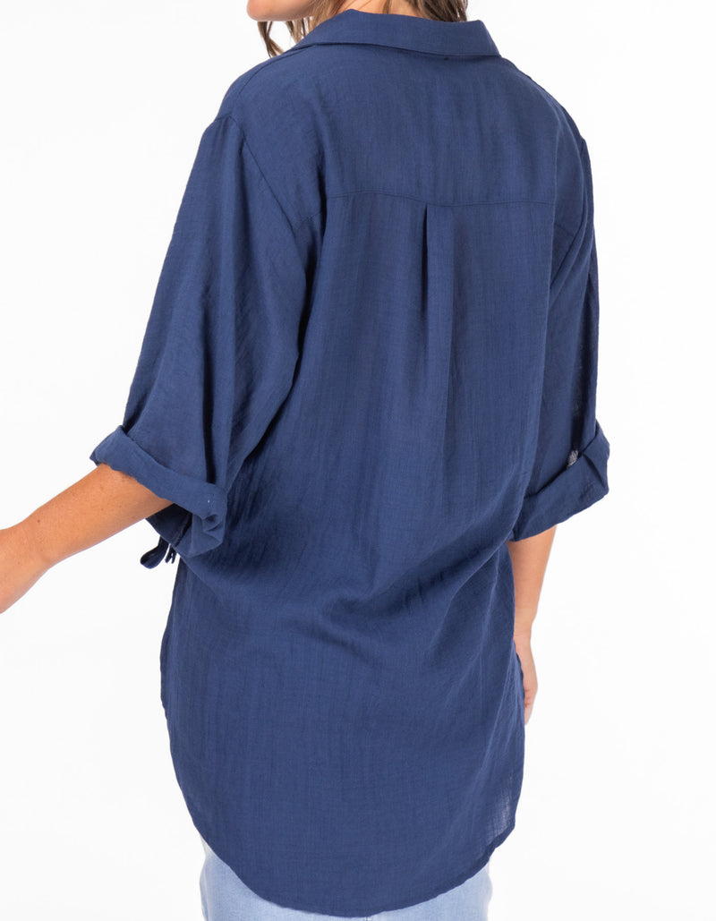 Hawthorn Oversize Button Down Shirt in Navy