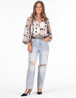 Fox Ripped Mom Jeans in Light Blue Wash Denim