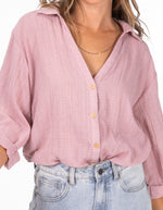 Hawthorn Oversize Button Down Shirt in Blush