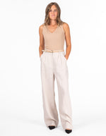 Seattle Tailored Wide Leg Linen Pants in Oatmeal