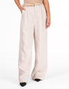 Seattle Tailored Wide Leg Linen Pants in Oatmeal