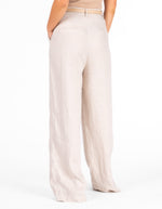 Seattle Tailored Wide Leg Linen Pants in Oatmeal