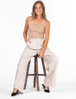 Seattle Tailored Wide Leg Linen Pants in Oatmeal