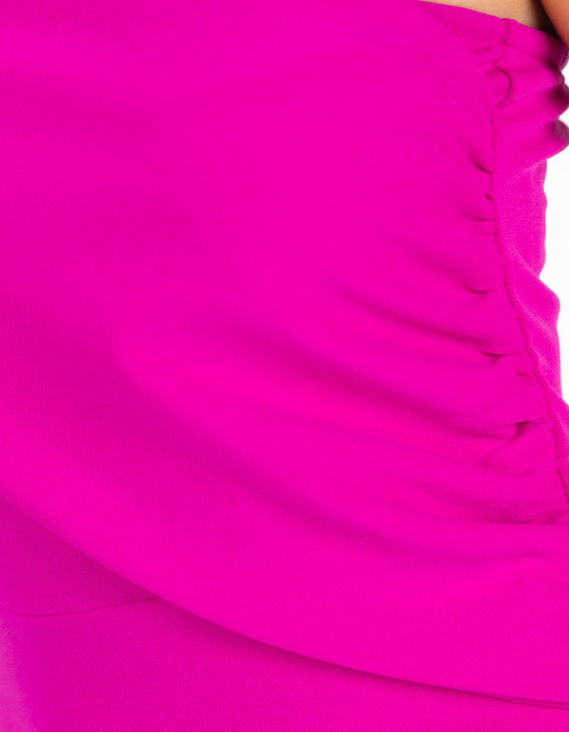 Dash One Shoulder Bodycon Midi Dress in Pink