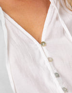 Paris Bulb Sleeve Button Down Top in White