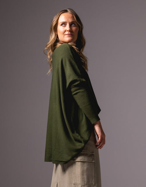 Willow Cotton Knit Jumper in Khaki