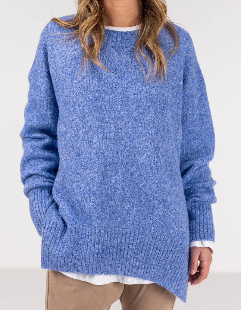 Julia Crew Neck Knit Jumper in Blue