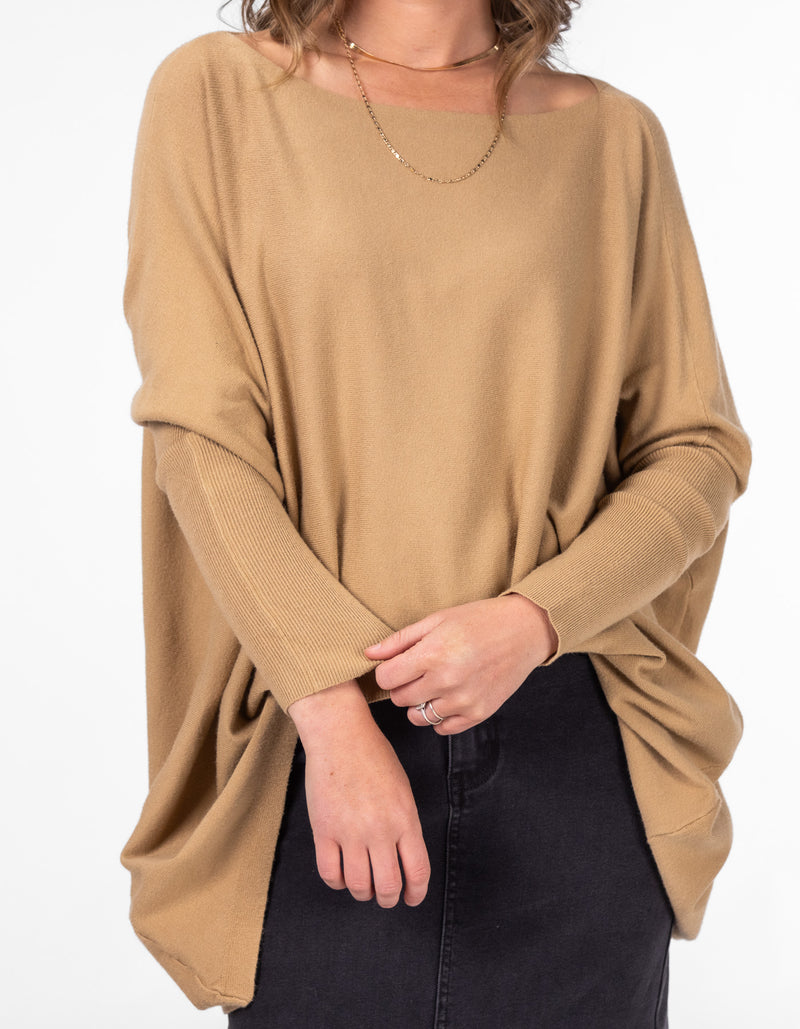 Willow Cotton Knit Jumper in Camel