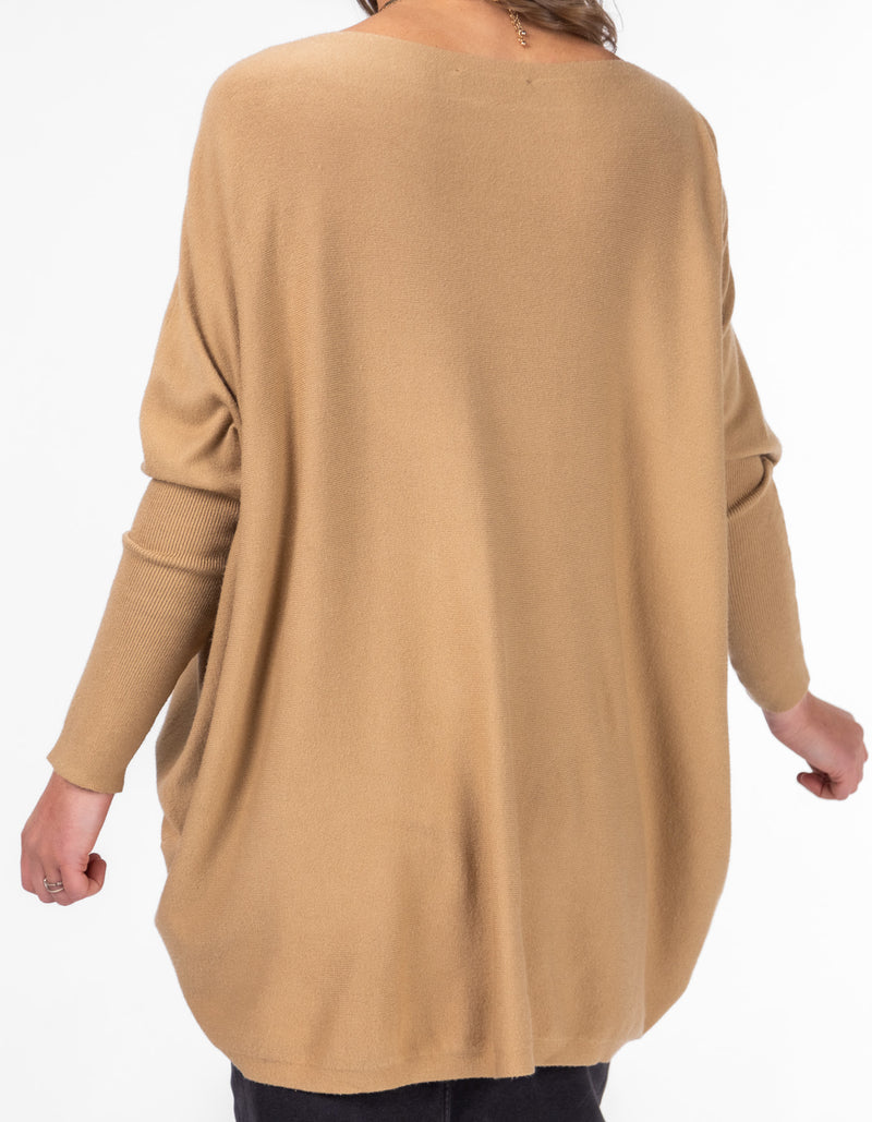 Willow Cotton Knit Jumper in Camel