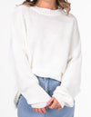 Alisha Crew Neck Texture Knit Jumper in White