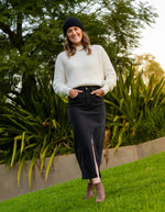Sydney Crew Neck Brushed Knit Jumper in White