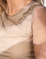 Tina Tie Dye Sheer Sleeve Fitted Top in Beige