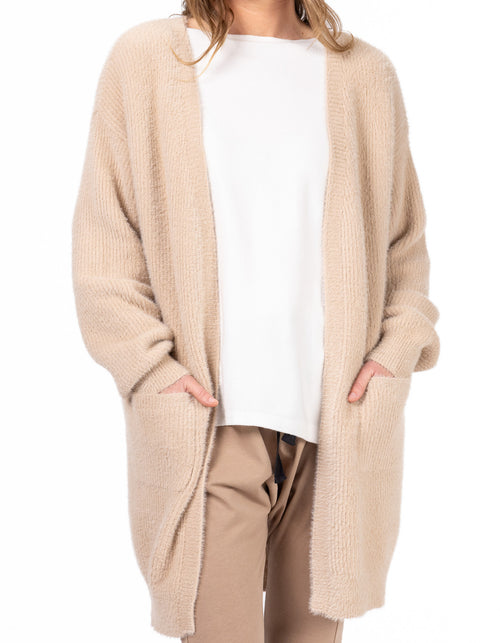 Alice Edge to Edge Brushed Knit Cardigan in Beige