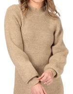 Alyssa Long Sleeve Midaxi Knit Dress in Latte
