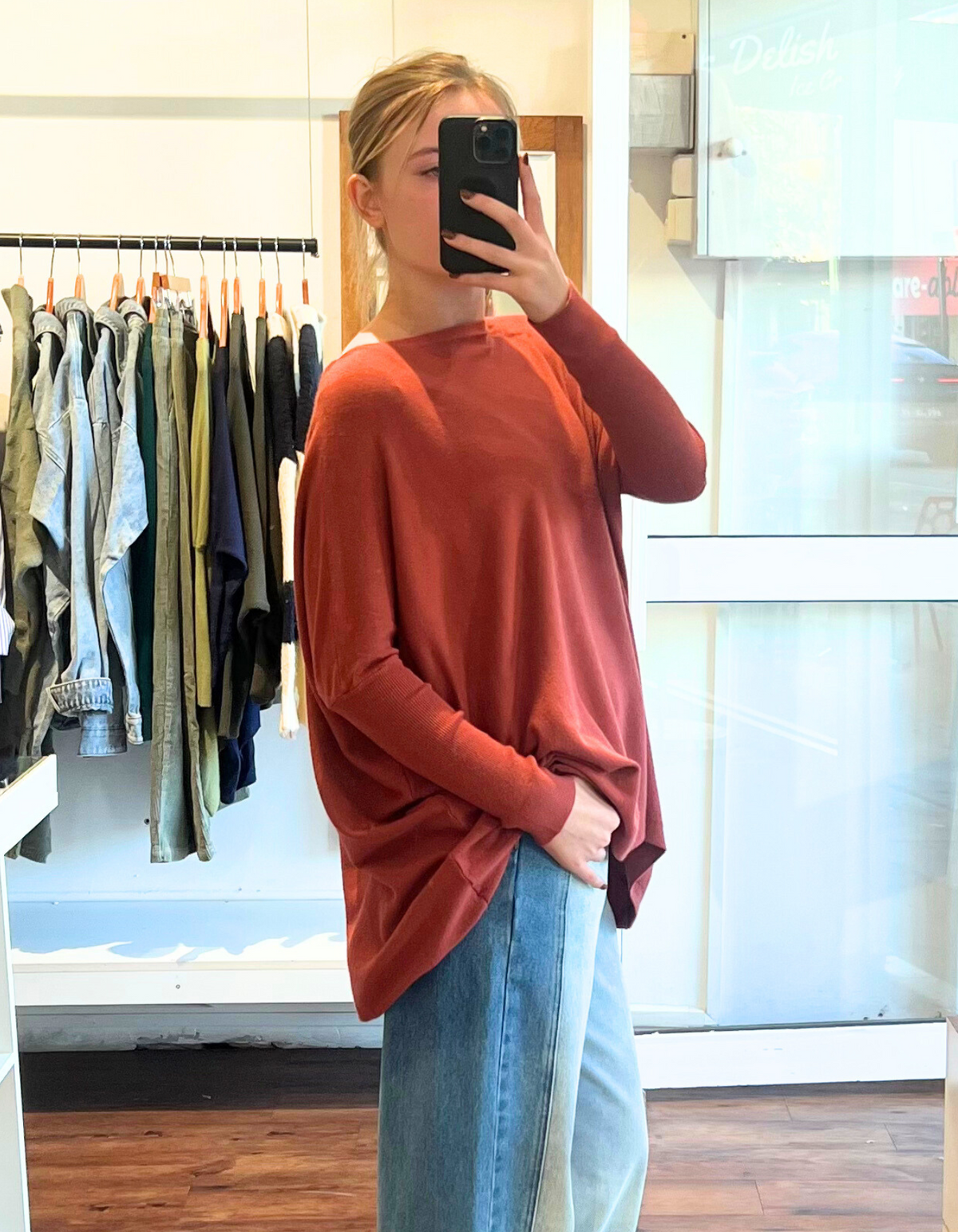 Willow Cotton Knit Jumper in Burnt Orange