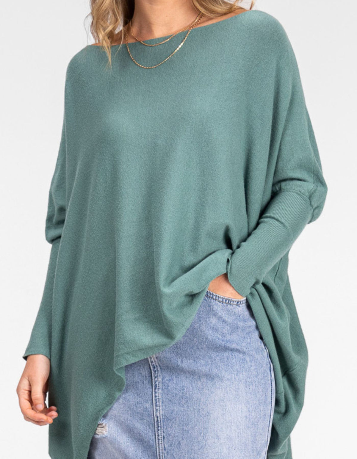 Willow Cotton Knit Jumper in Sage