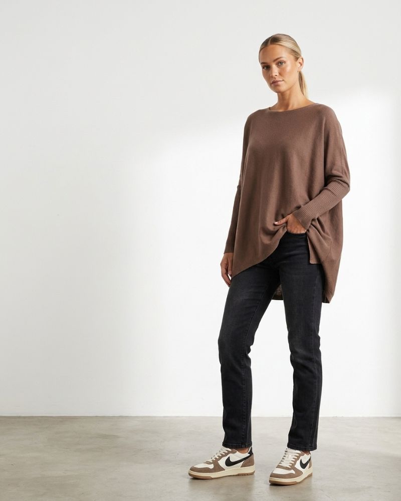 Willow Cotton Knit Jumper in Brown