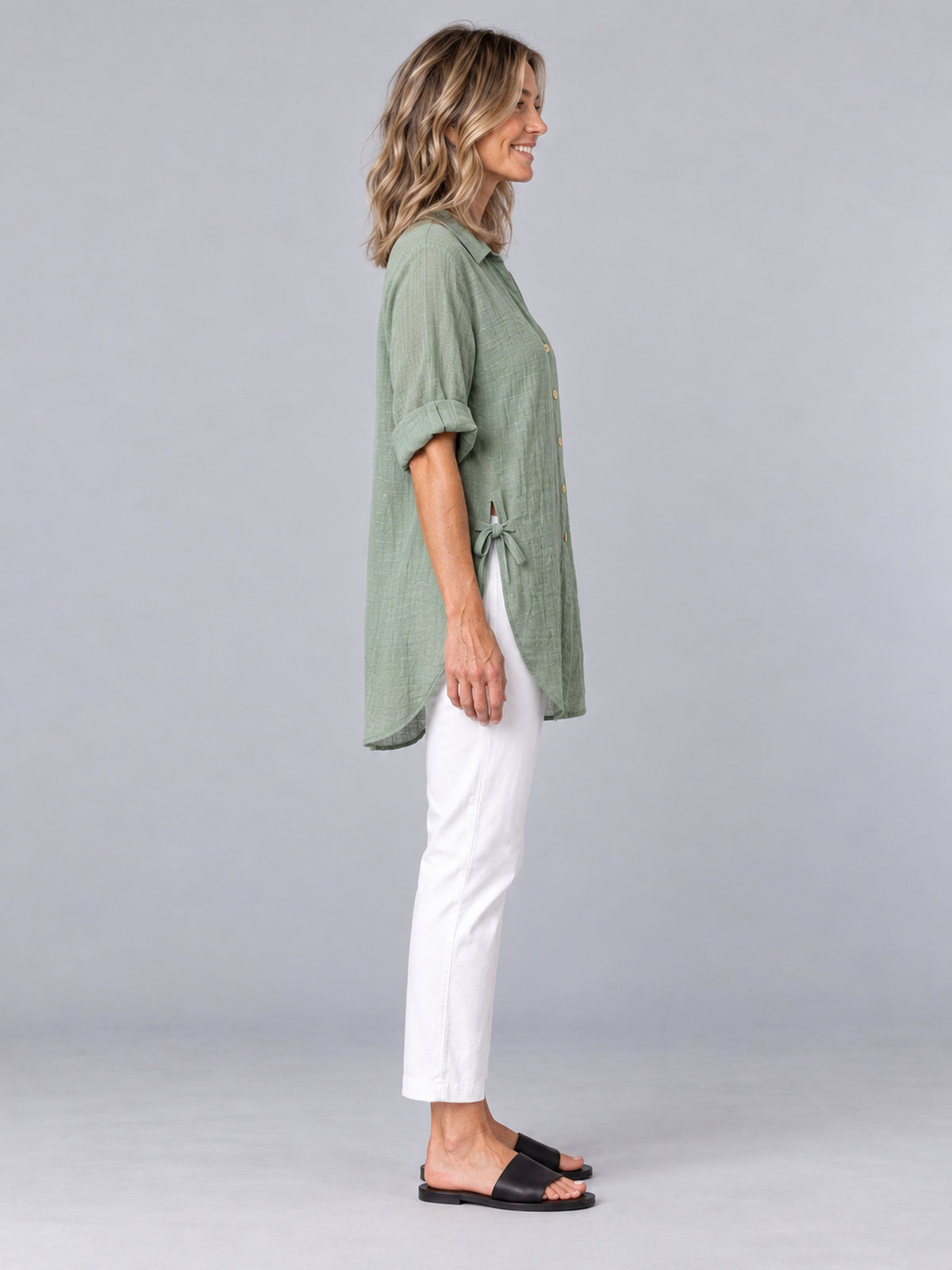 Hawthorn Sage Green Cotton Blend Oversized Shirt