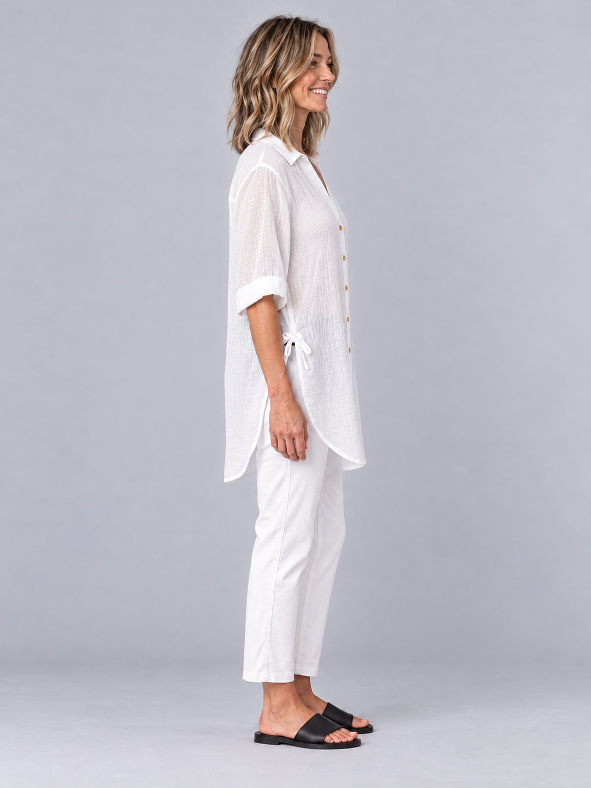 Hawthorn White Cotton Blend Oversized Shirt