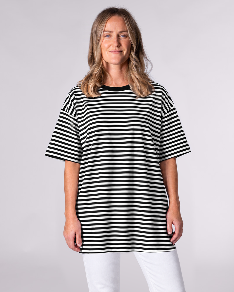 Stevie Black/White Stripe Oversized Tee