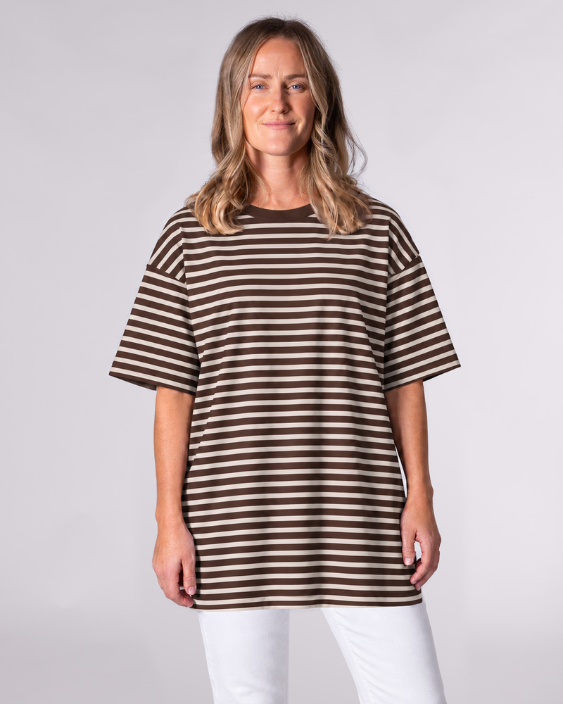 Stevie Brown/Beige Stripe Oversized Tee