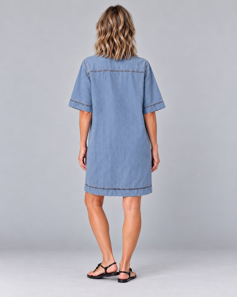 Tilly Blue Denim Relaxed Shirt Dress