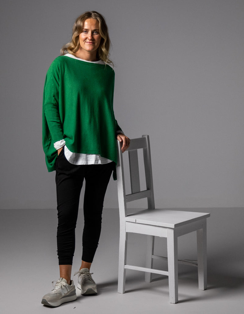 Willow Cotton Knit Jumper in Green