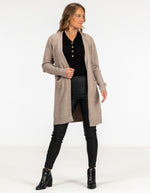 Chelsea Edge to Edge Cardigan with Pockets in Mocha