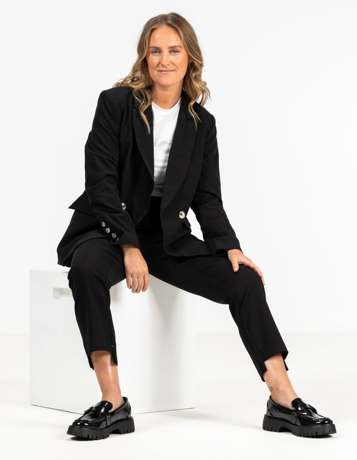 Blair Double Breasted Blazer in Black