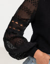 Teagan Long Sleeve Lace Sleeve Top in Black