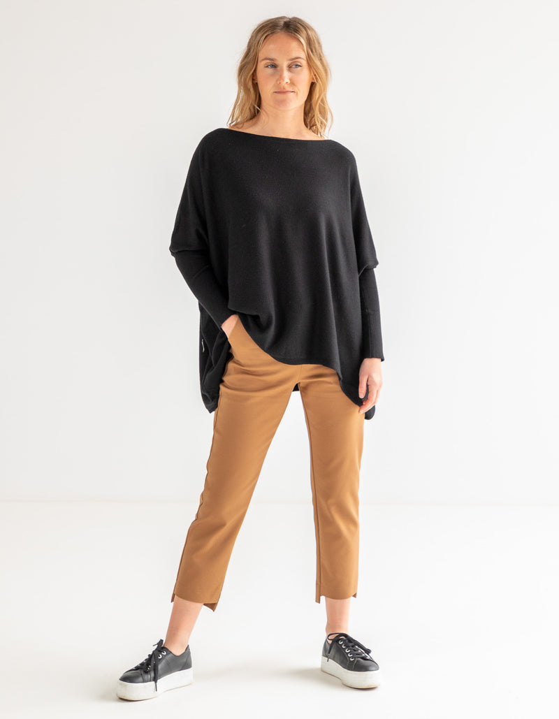 Willow Cotton Knit Jumper in Black