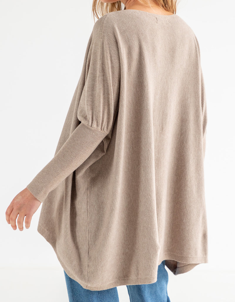 Willow Cotton Knit Jumper in Taupe