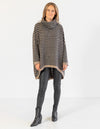 Monika Oversize Knit Jumper in Black/Mocha Stripe