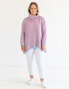 Monika Oversize Knit Jumper in Pink/Blue Stripe