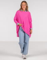 Willow Cotton Knit Jumper in Hot Pink